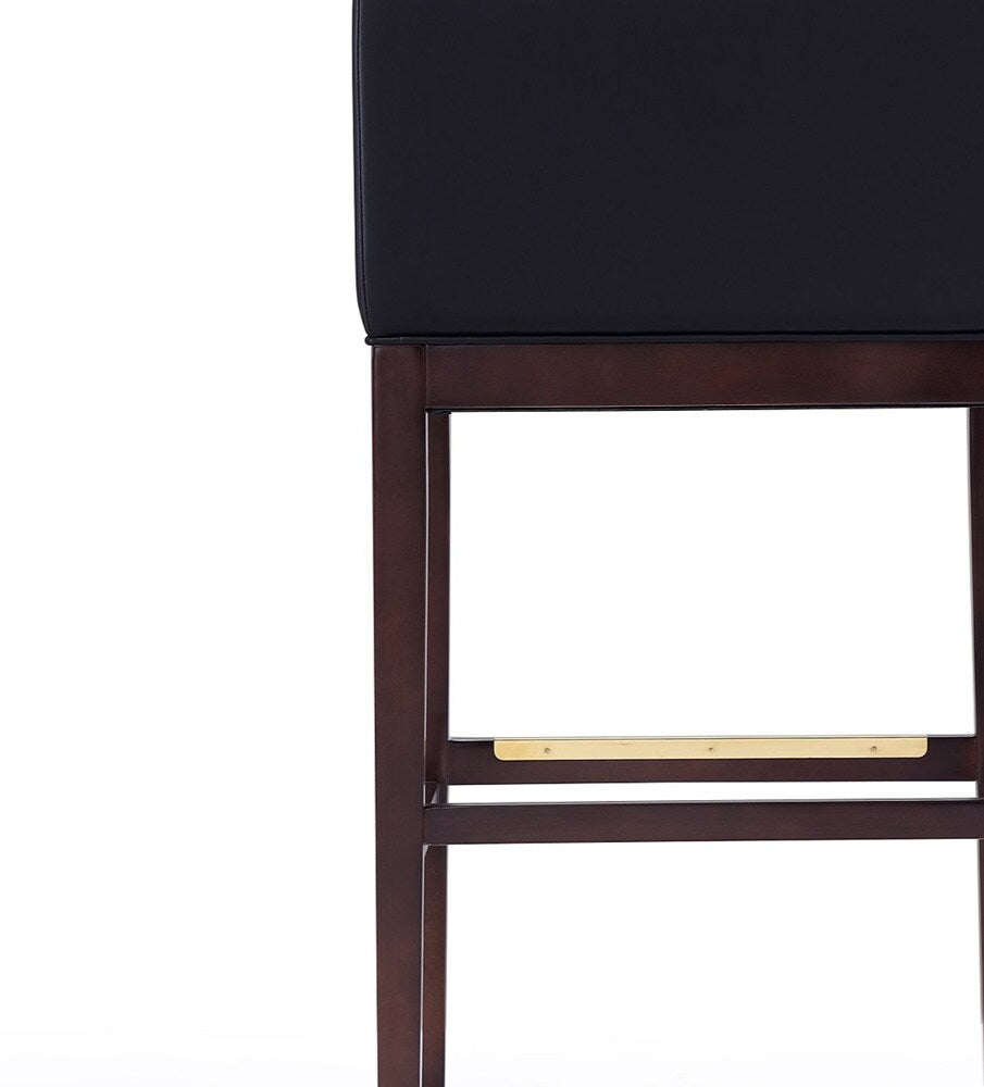 Manhattan Comfort - Kingsley Faux Leather Bar Stool in Black and Dark Walnut - Set of 2 - 2-BS012-BK veiw 7