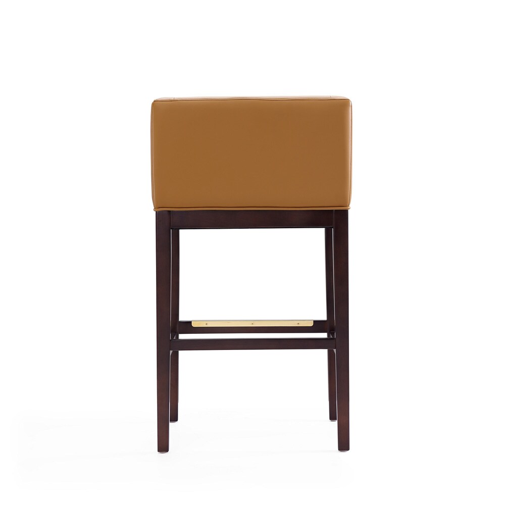 Manhattan Comfort - Kingsley Faux Leather Bar Stool in Camel and Dark Walnut - Set of 2 - 2-BS012-CL veiw 5