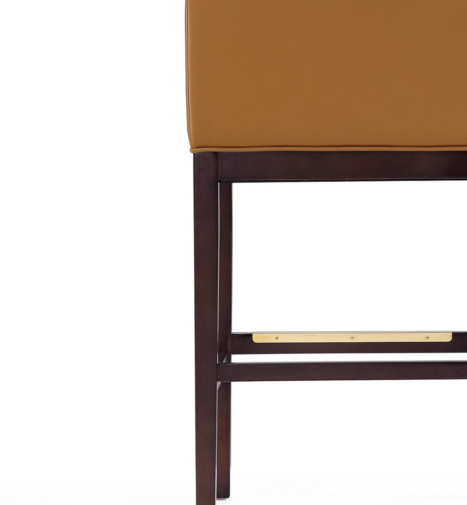 Manhattan Comfort - Kingsley Faux Leather Bar Stool in Camel and Dark Walnut - Set of 2 - 2-BS012-CL veiw 7