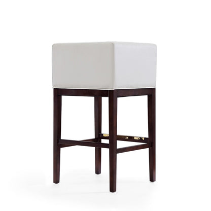 Manhattan Comfort - Kingsley Faux Leather Bar Stool in Ivory and Dark Walnut - Set of 2 - 2-BS012-IV veiw 4