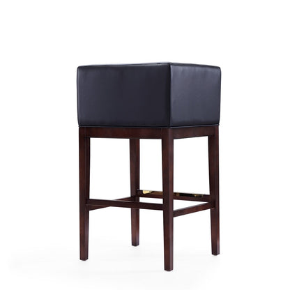 Manhattan Comfort - Kingsley Faux Leather Bar Stool in Black and Dark Walnut - Set of 3 - 3-BS012-BK veiw 4