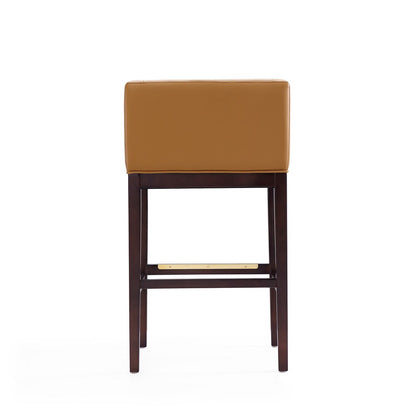 Manhattan Comfort - Kingsley Faux Leather Bar Stool in Camel and Dark Walnut - Set of 3 - 3-BS012-CL veiw 3