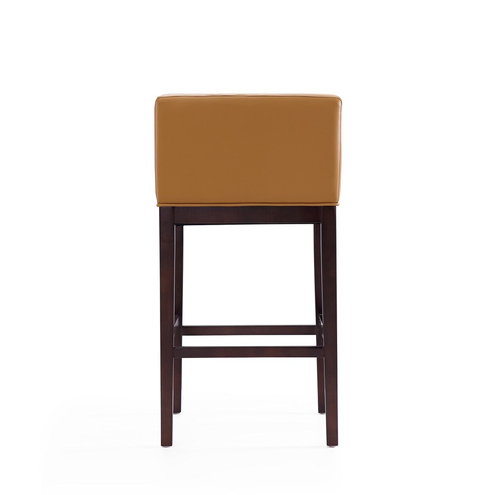 Manhattan Comfort - Kingsley Faux Leather Bar Stool in Camel and Dark Walnut - Set of 3 - 3-BS012-CL veiw 6