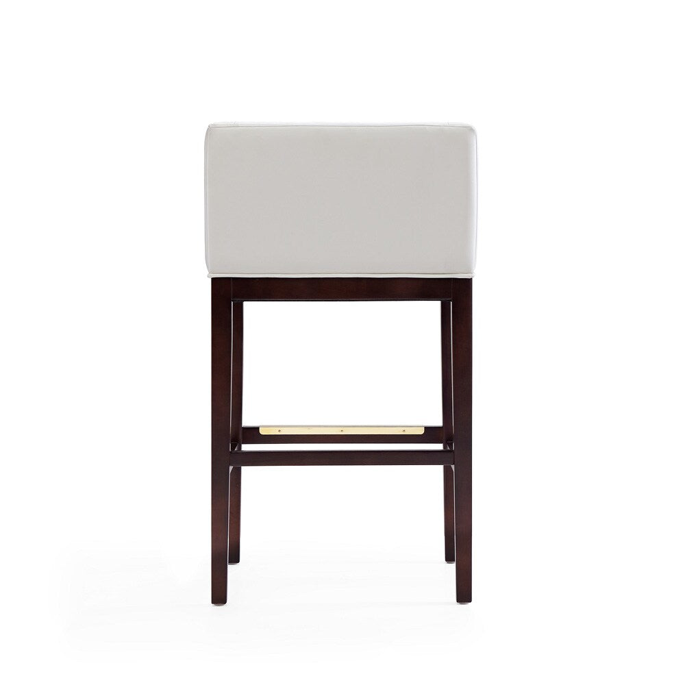 Manhattan Comfort - Kingsley Faux Leather Bar Stool in Ivory and Dark Walnut - Set of 3 - 3-BS012-IV veiw 5