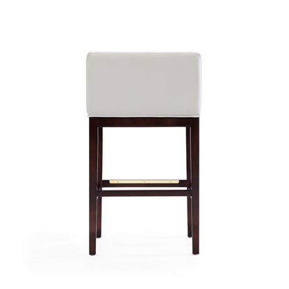 Manhattan Comfort - Kingsley Faux Leather Bar Stool in Ivory and Dark Walnut - Set of 3 - 3-BS012-IV veiw 5
