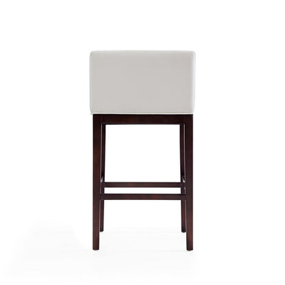 Manhattan Comfort - Kingsley Faux Leather Bar Stool in Ivory and Dark Walnut - Set of 3 - 3-BS012-IV veiw 6