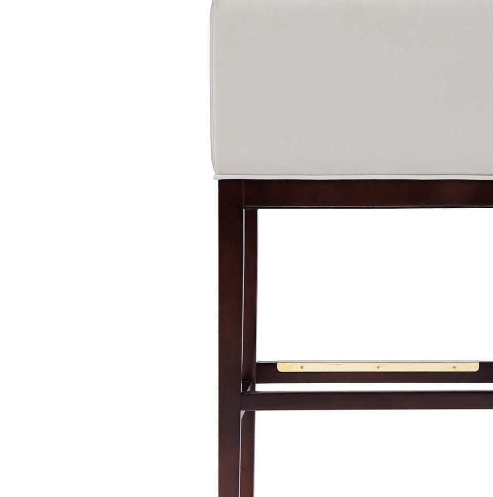 Manhattan Comfort - Kingsley Faux Leather Bar Stool in Ivory and Dark Walnut - Set of 3 - 3-BS012-IV veiw 7