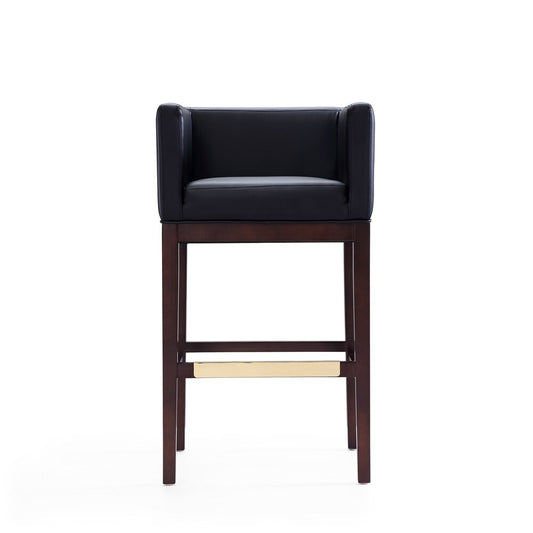 Manhattan Comfort - Kingsley Faux Leather Bar Stool in Black and Dark Walnut - BS012-BK veiw 2