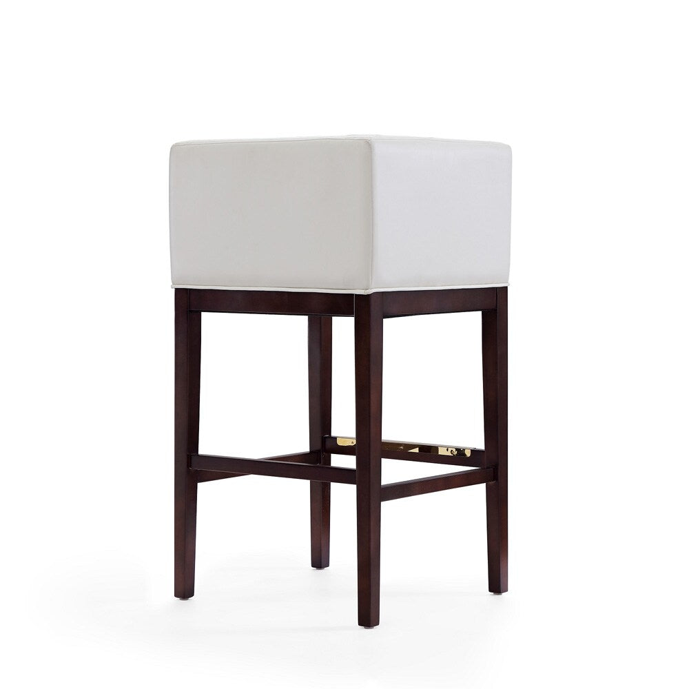 Manhattan Comfort - Kingsley Faux Leather Bar Stool in Ivory and Dark Walnut - BS012-IV veiw 3