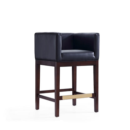Manhattan Comfort - Kingsley Faux Leather Counter Stool in Black and Dark Walnut - Set of 2 - 2-CS005-BK veiw 2