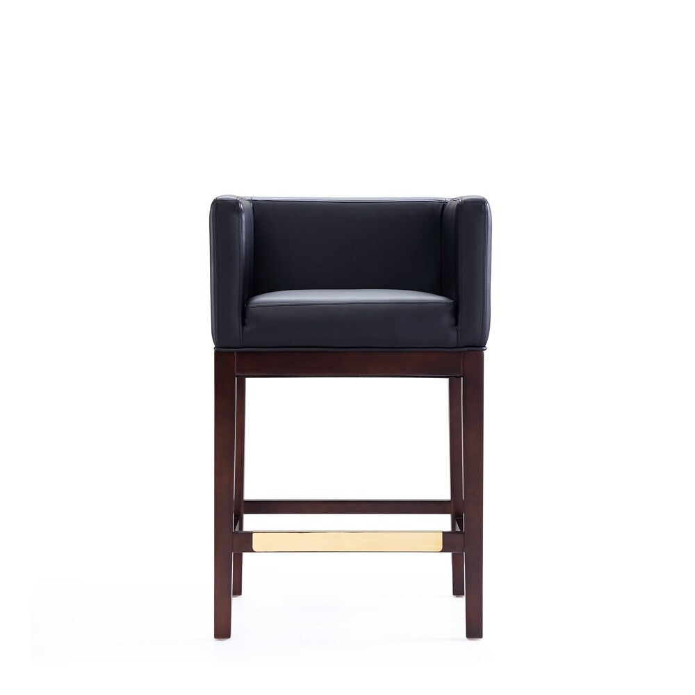 Manhattan Comfort - Kingsley Faux Leather Counter Stool in Black and Dark Walnut - Set of 2 - 2-CS005-BK veiw 3