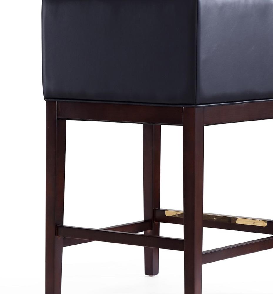 Manhattan Comfort - Kingsley Faux Leather Counter Stool in Black and Dark Walnut - Set of 2 - 2-CS005-BK veiw 7