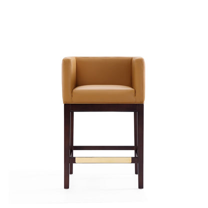 Manhattan Comfort - Kingsley Faux Leather Counter Stool in Camel and Dark Walnut - Set of 2 - 2-CS005-CL veiw 3