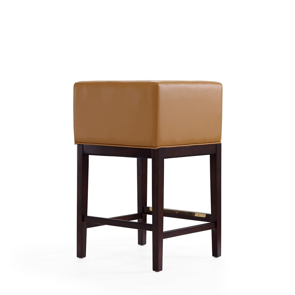 Manhattan Comfort - Kingsley Faux Leather Counter Stool in Camel and Dark Walnut - Set of 2 - 2-CS005-CL veiw 4