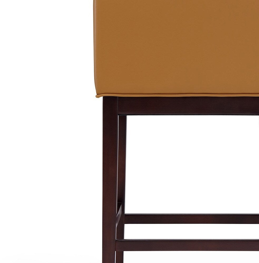 Manhattan Comfort - Kingsley Faux Leather Counter Stool in Camel and Dark Walnut - Set of 2 - 2-CS005-CL veiw 7