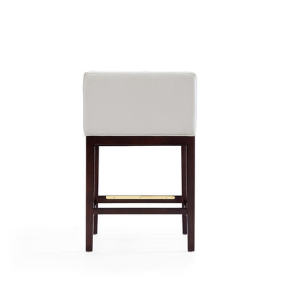 Manhattan Comfort - Kingsley Faux Leather Counter Stool in Ivory and Dark Walnut - Set of 2 - 2-CS005-IV veiw 4