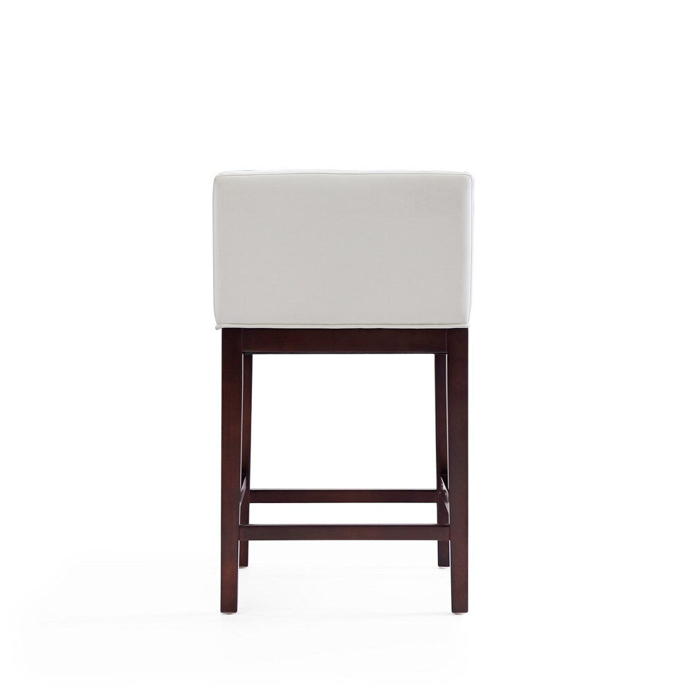 Manhattan Comfort - Kingsley Faux Leather Counter Stool in Ivory and Dark Walnut - Set of 2 - 2-CS005-IV veiw 5