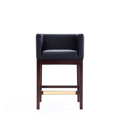 Manhattan Comfort - Kingsley Faux Leather Counter Stool in Black and Dark Walnut - Set of 3 - 3-CS005-BK veiw 3
