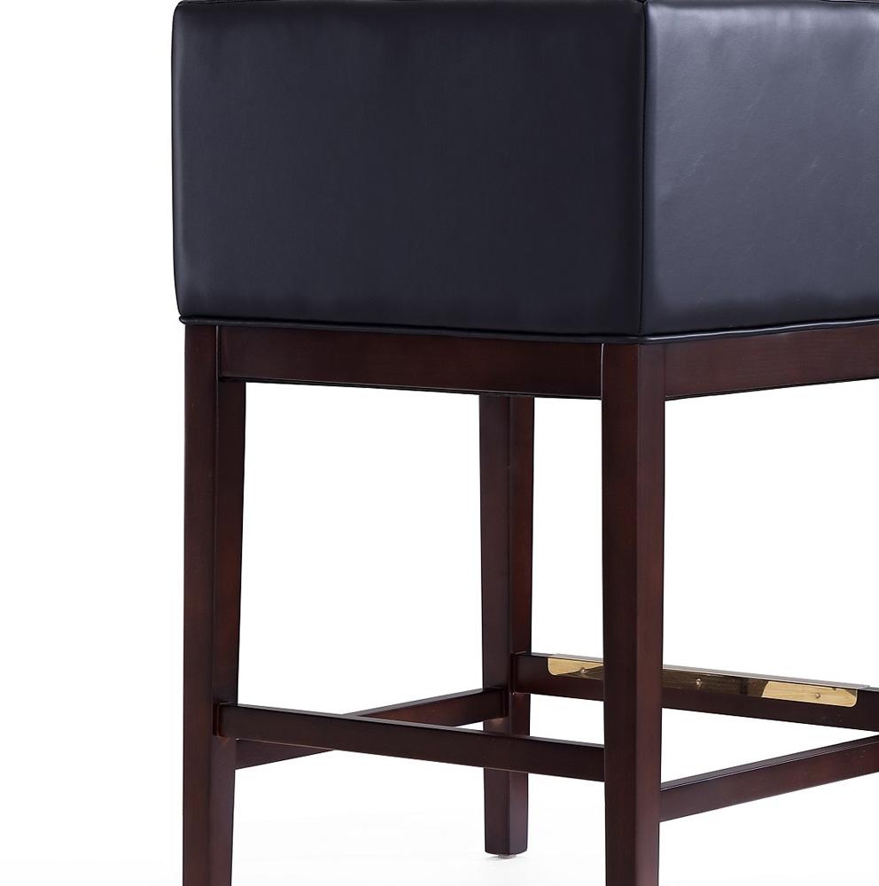 Manhattan Comfort - Kingsley Faux Leather Counter Stool in Black and Dark Walnut - Set of 3 - 3-CS005-BK veiw 7