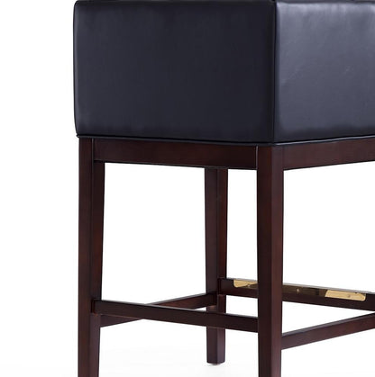 Manhattan Comfort - Kingsley Faux Leather Counter Stool in Black and Dark Walnut - Set of 3 - 3-CS005-BK veiw 7