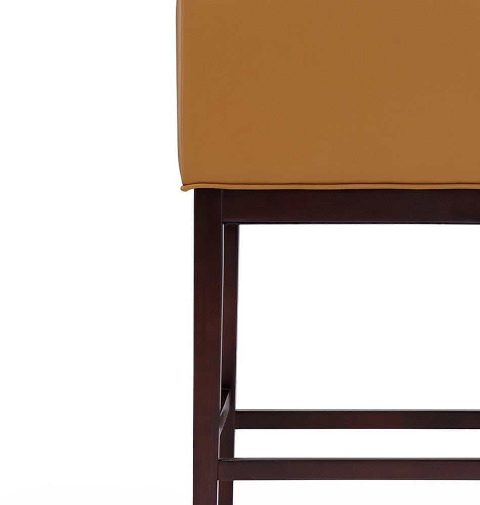 Manhattan Comfort - Kingsley Faux Leather Counter Stool in Camel and Dark Walnut - Set of 3 - 3-CS005-CL veiw 7