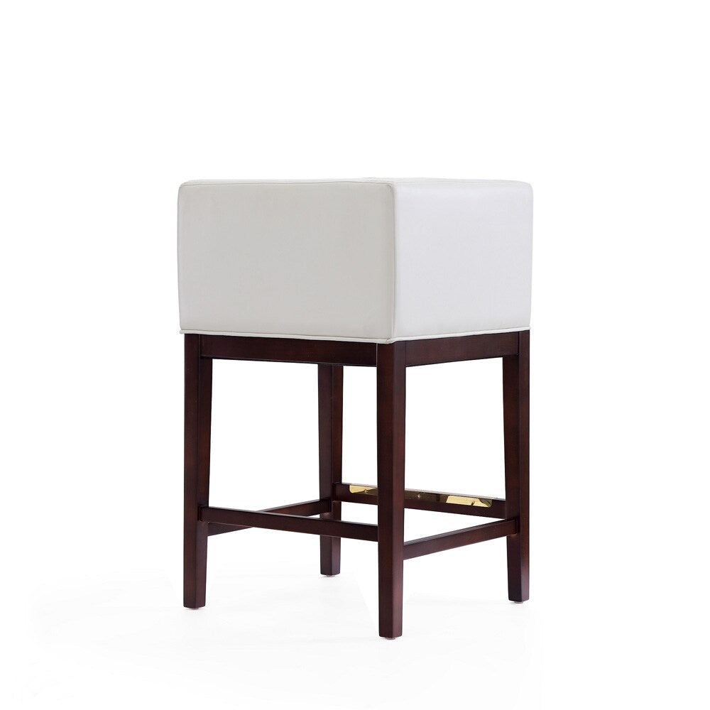 Manhattan Comfort - Kingsley Faux Leather Counter Stool in Ivory and Dark Walnut - Set of 3 - 3-CS005-IV veiw 3