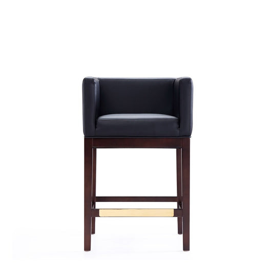 Manhattan Comfort - Kingsley Faux Leather Counter Stool in Black and Dark Walnut - CS005-BK veiw 2