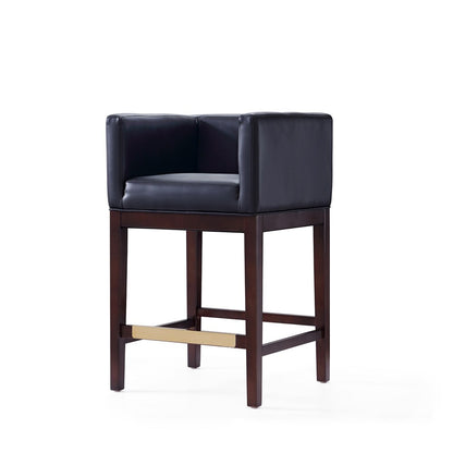 Manhattan Comfort - Kingsley Faux Leather Counter Stool in Black and Dark Walnut - CS005-BK veiw 3