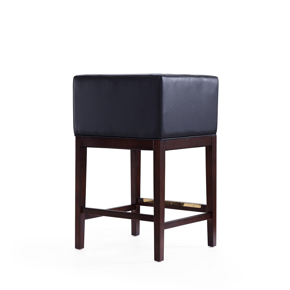 Manhattan Comfort - Kingsley Faux Leather Counter Stool in Black and Dark Walnut - CS005-BK veiw 4