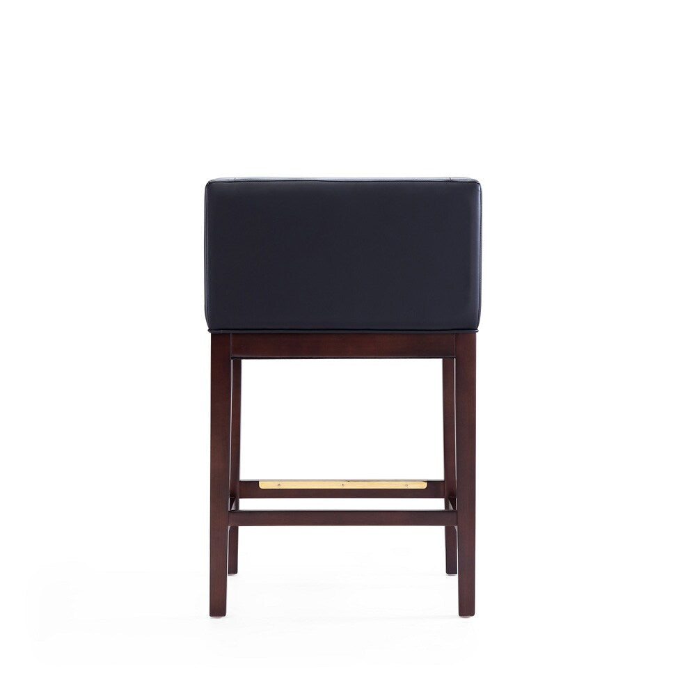 Manhattan Comfort - Kingsley Faux Leather Counter Stool in Black and Dark Walnut - CS005-BK veiw 6