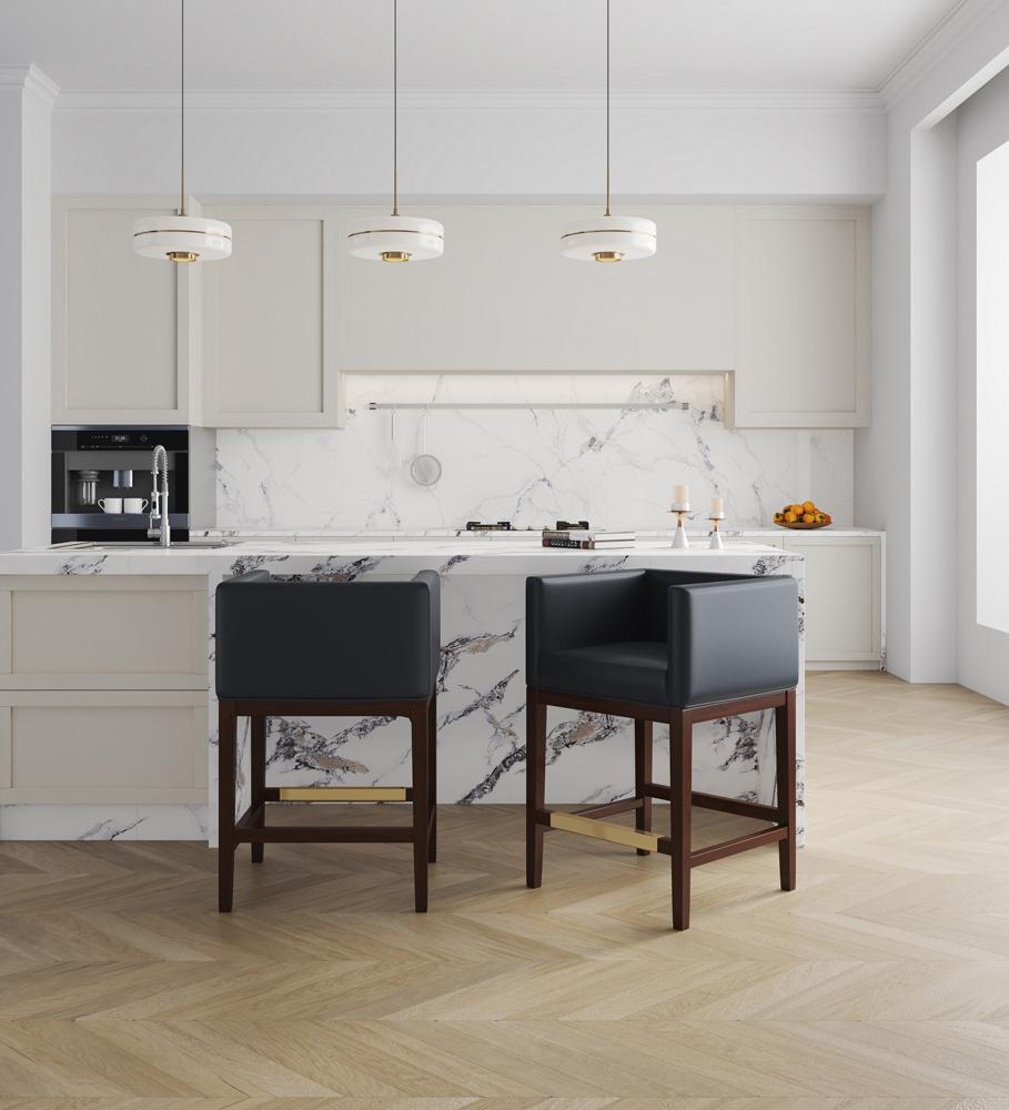 Manhattan Comfort - Kingsley Faux Leather Counter Stool in Black and Dark Walnut - CS005-BK veiw 9