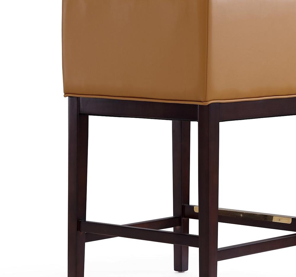 Manhattan Comfort - Kingsley Faux Leather Counter Stool in Camel and Dark Walnut - CS005-CL veiw 6
