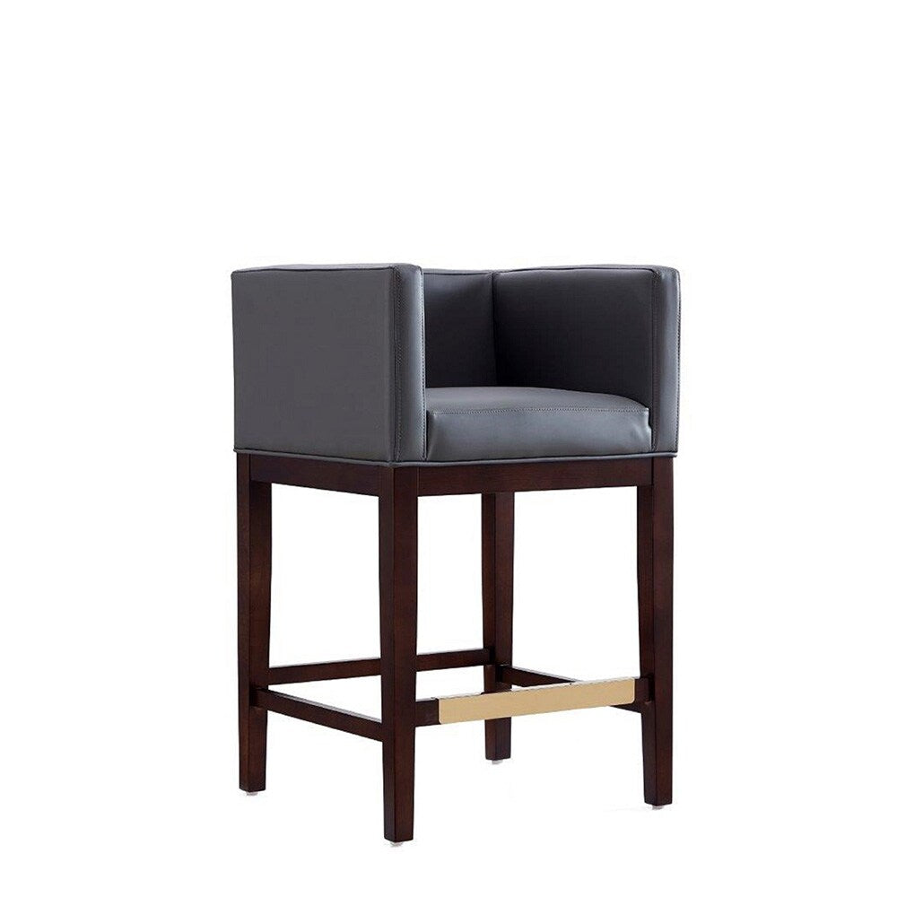 Manhattan Comfort - Kingsley Faux Leather Counter Stool in Grey and Dark Walnut - CS005-GY veiw 1