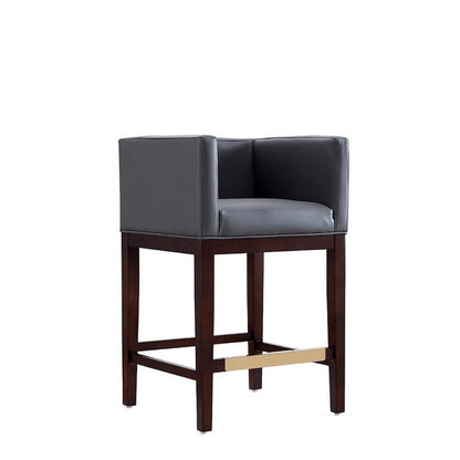 Manhattan Comfort - Kingsley Faux Leather Counter Stool in Grey and Dark Walnut - CS005-GY veiw 1