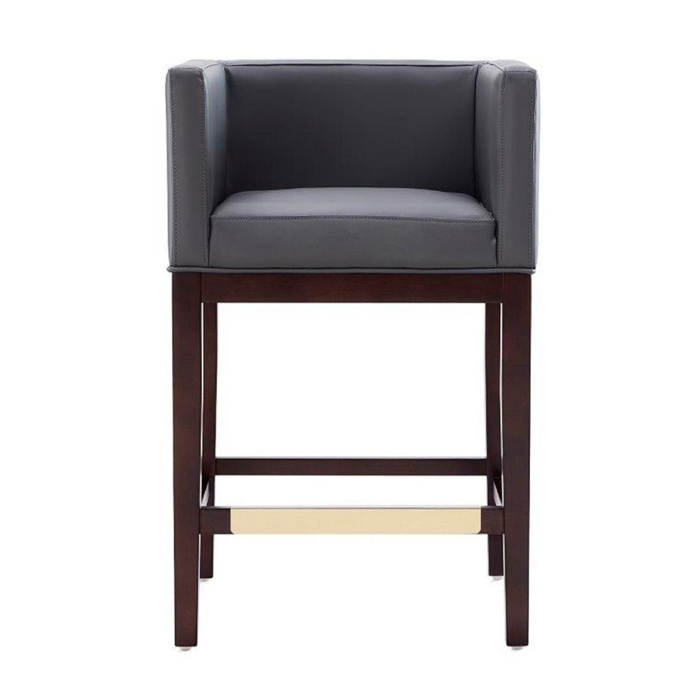 Manhattan Comfort - Kingsley Faux Leather Counter Stool in Grey and Dark Walnut - CS005-GY veiw 2