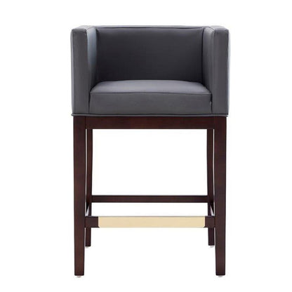Manhattan Comfort - Kingsley Faux Leather Counter Stool in Grey and Dark Walnut - CS005-GY veiw 2
