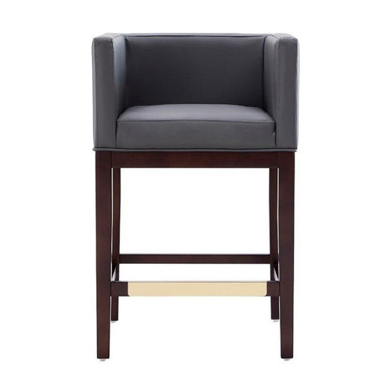 Manhattan Comfort - Kingsley Faux Leather Counter Stool in Grey and Dark Walnut - CS005-GY veiw 2