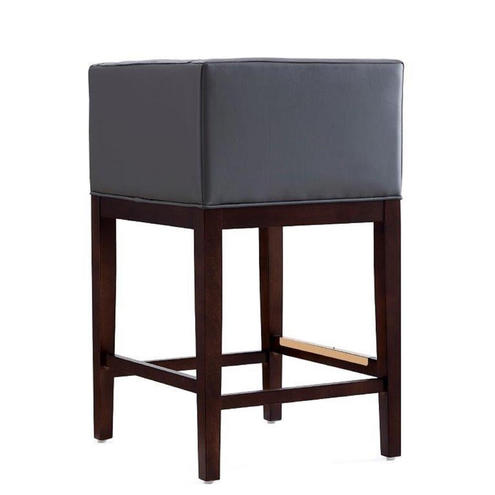 Manhattan Comfort - Kingsley Faux Leather Counter Stool in Grey and Dark Walnut - CS005-GY veiw 3