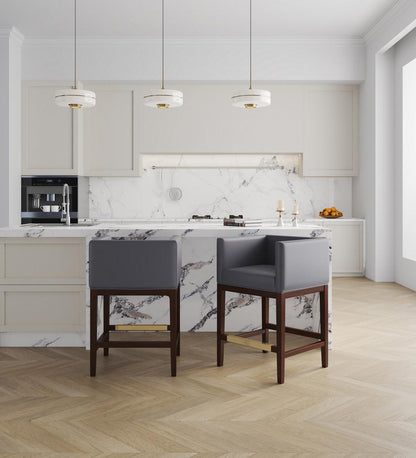 Manhattan Comfort - Kingsley Faux Leather Counter Stool in Grey and Dark Walnut - CS005-GY veiw 6