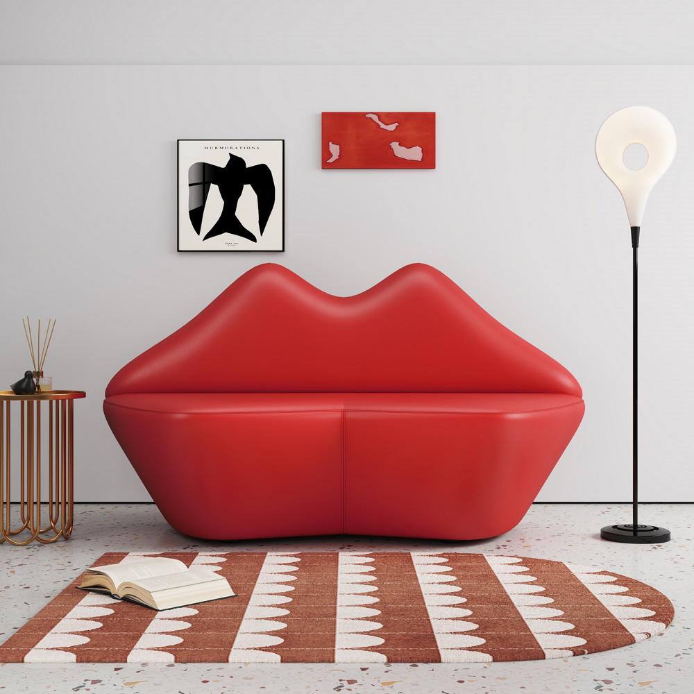 Manhattan Comfort - Kiss Faux Leather Loveseat with Hardwood Legs in Red - LS010-RD veiw 7