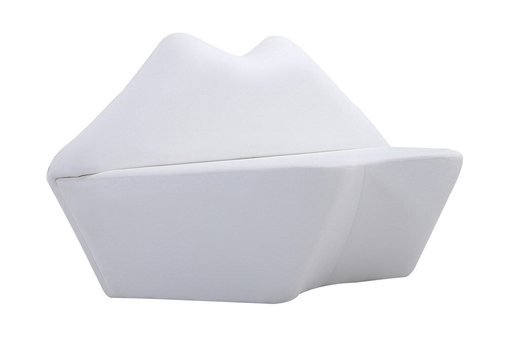 Manhattan Comfort - Kiss Faux Leather Loveseat with Hardwood Legs in White - LS010-WH veiw 2