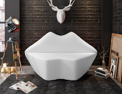 Manhattan Comfort - Kiss Faux Leather Loveseat with Hardwood Legs in White - LS010-WH veiw 8