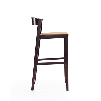 Manhattan Comfort - Klismos Faux Leather Bar Stool in Camel and Dark Walnut - Set of 2 - 2-BS014-CL veiw 4