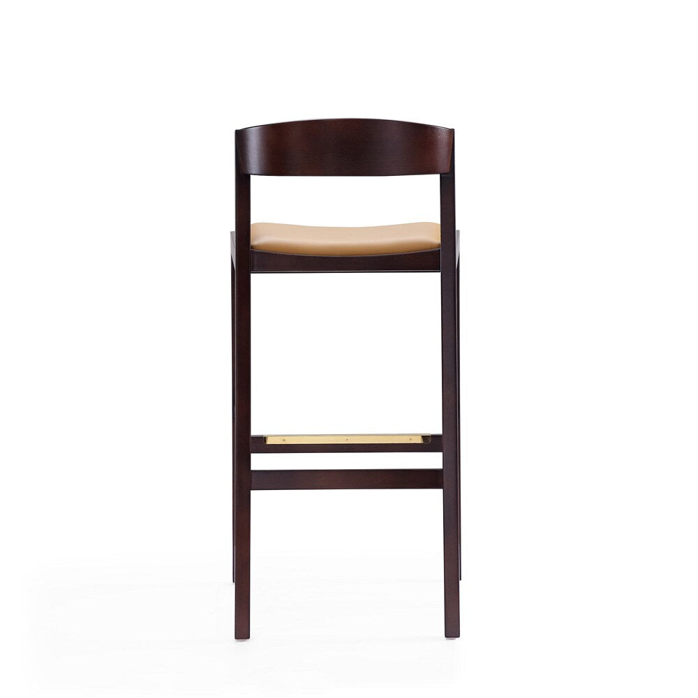 Manhattan Comfort - Klismos Faux Leather Bar Stool in Camel and Dark Walnut - Set of 2 - 2-BS014-CL veiw 6