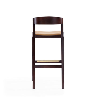 Manhattan Comfort - Klismos Faux Leather Bar Stool in Camel and Dark Walnut - Set of 2 - 2-BS014-CL veiw 6