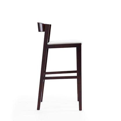 Manhattan Comfort - Klismos Faux Leather Bar Stool in Ivory and Dark Walnut - Set of 2 - 2-BS014-IV veiw 4