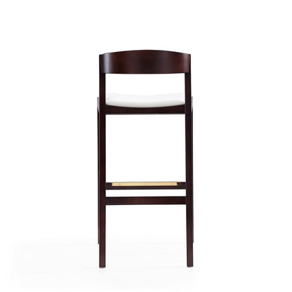 Manhattan Comfort - Klismos Faux Leather Bar Stool in Ivory and Dark Walnut - Set of 2 - 2-BS014-IV veiw 6