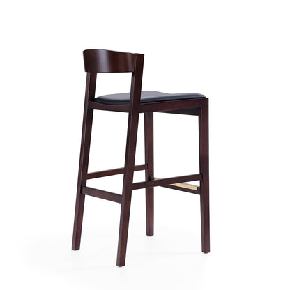 Manhattan Comfort - Klismos Faux Leather Bar Stool in Black and Dark Walnut - Set of 3 - 3-BS014-BK veiw 5