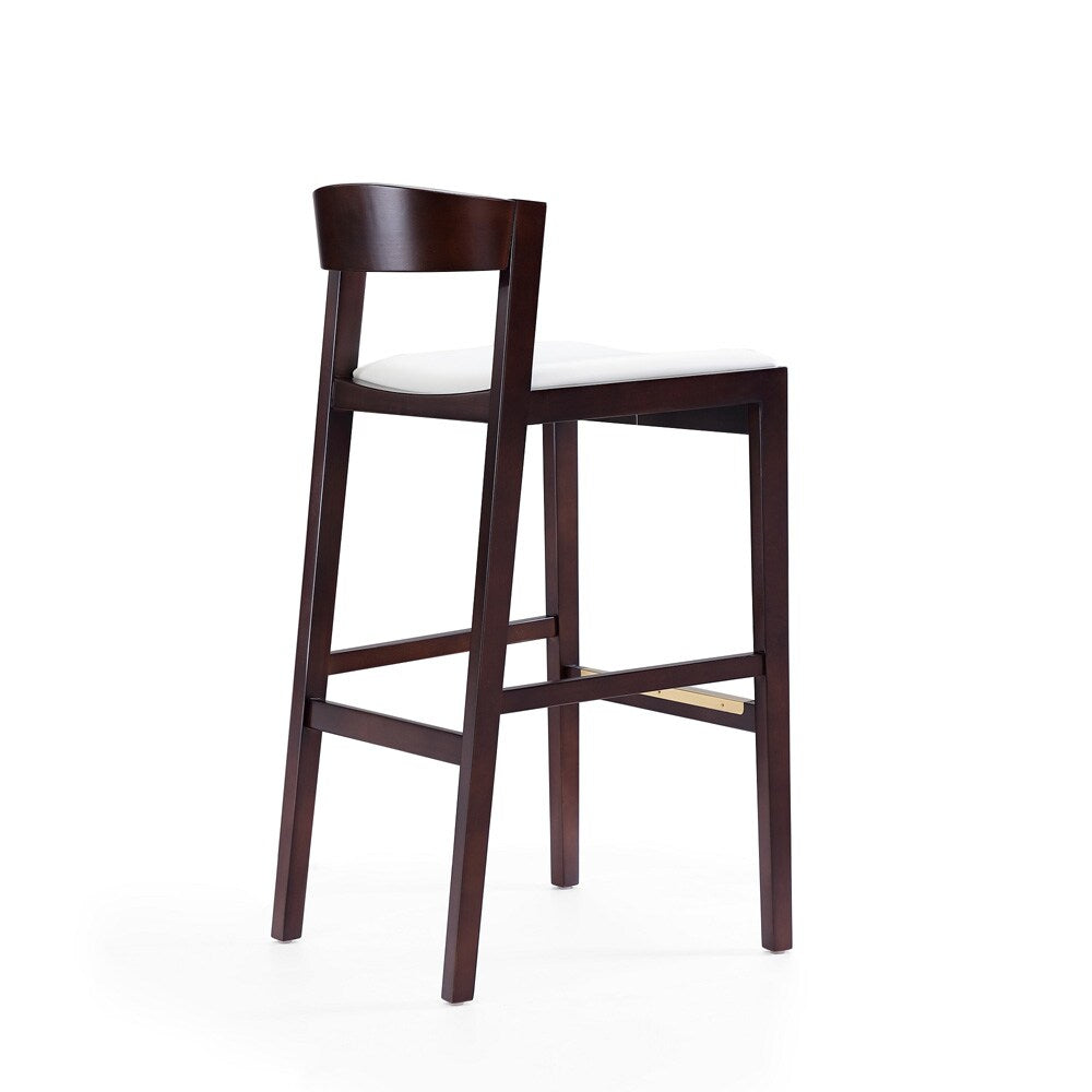 Manhattan Comfort - Klismos Faux Leather Bar Stool in Ivory and Dark Walnut - Set of 3 - 3-BS014-IV veiw 5