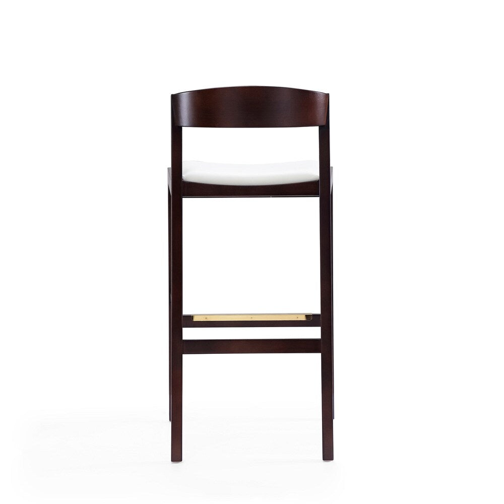 Manhattan Comfort - Klismos Faux Leather Bar Stool in Ivory and Dark Walnut - Set of 3 - 3-BS014-IV veiw 6